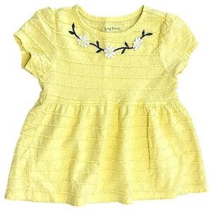 Lucky Penny Boutique Girl Pastel Yellow Blouse Floral Embroidery Size 6 Like New